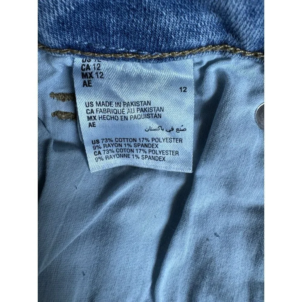 INC International Concepts Skinny Jeans Womens 12 Light Wash Stretch Mid Rise